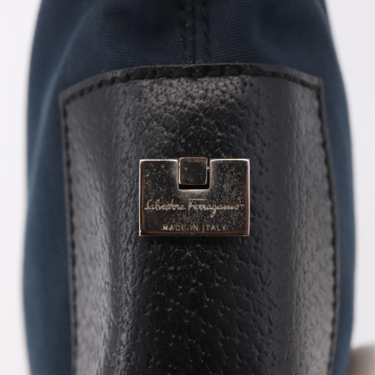 Salvatore Ferragamo Shoulder Bag Canvas Navy Auth ep14784
