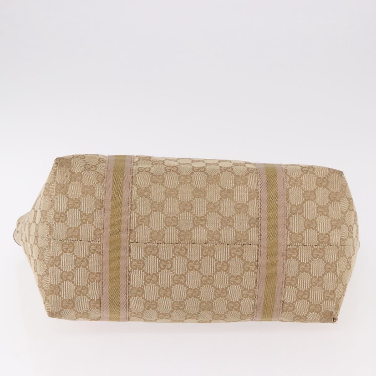 GUCCI GG Canvas Tote Bag Beige Gold 139260 Auth ep14785
