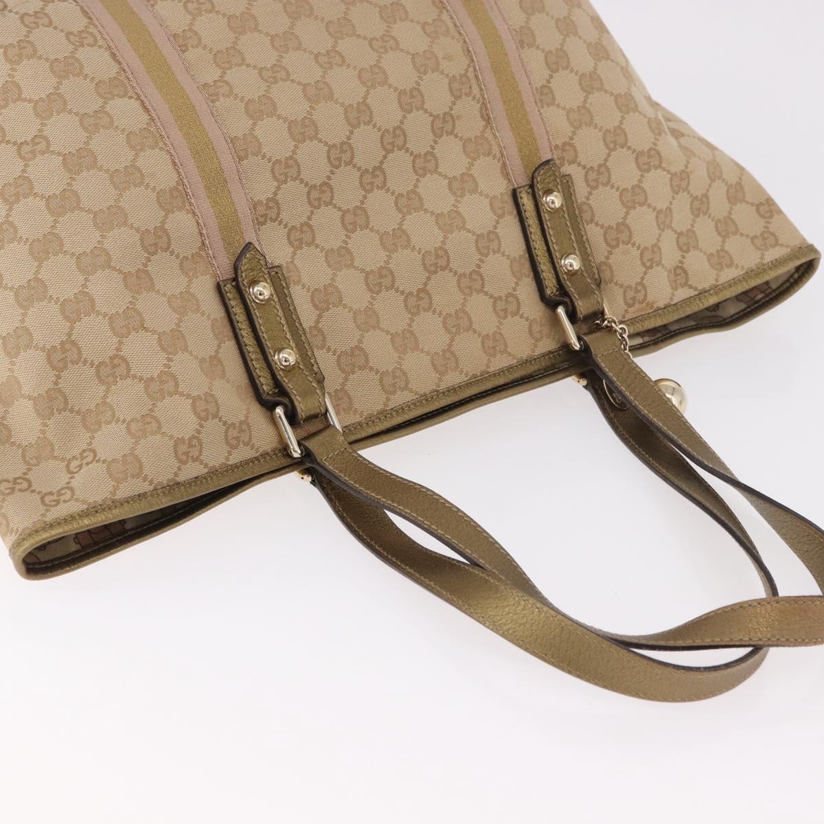 GUCCI GG Canvas Tote Bag Beige Gold 139260 Auth ep14785