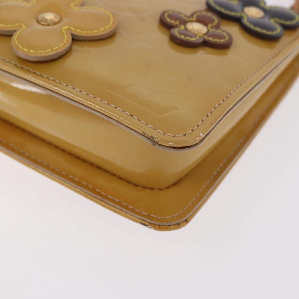LOUIS VUITTON Vernis Lexington Accessory Pouch Flower Beige M92246 Auth ep14787
