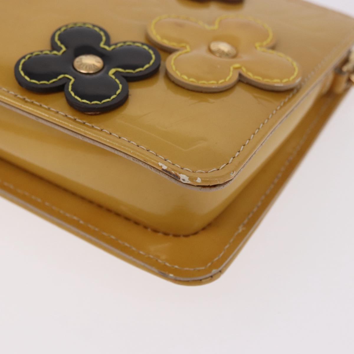 LOUIS VUITTON Vernis Lexington Accessory Pouch Flower Beige M92246 Auth ep14787