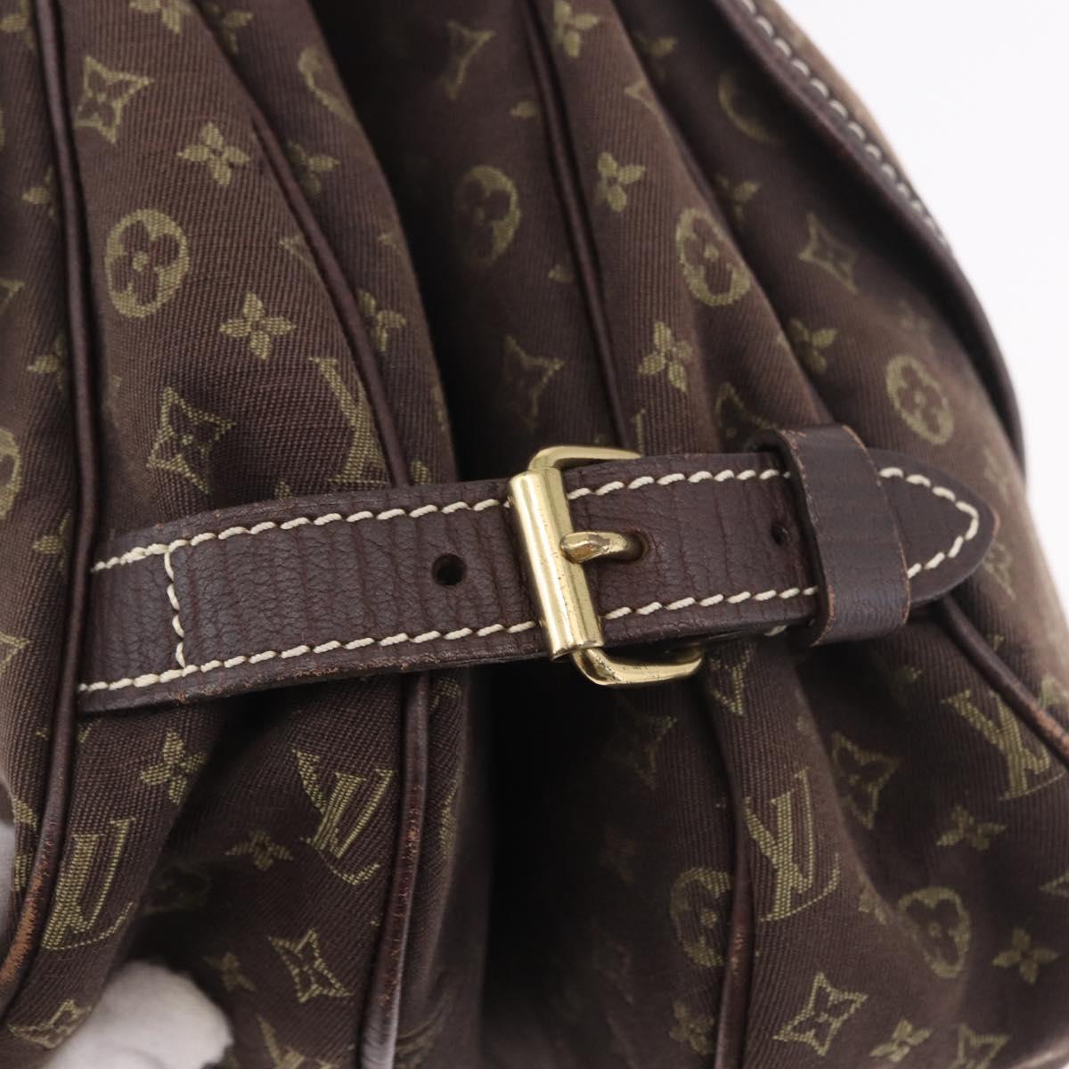 LOUIS VUITTON Monogram Mini Lin Saumur PM Bag Brown M95227 LV Auth ep14788A