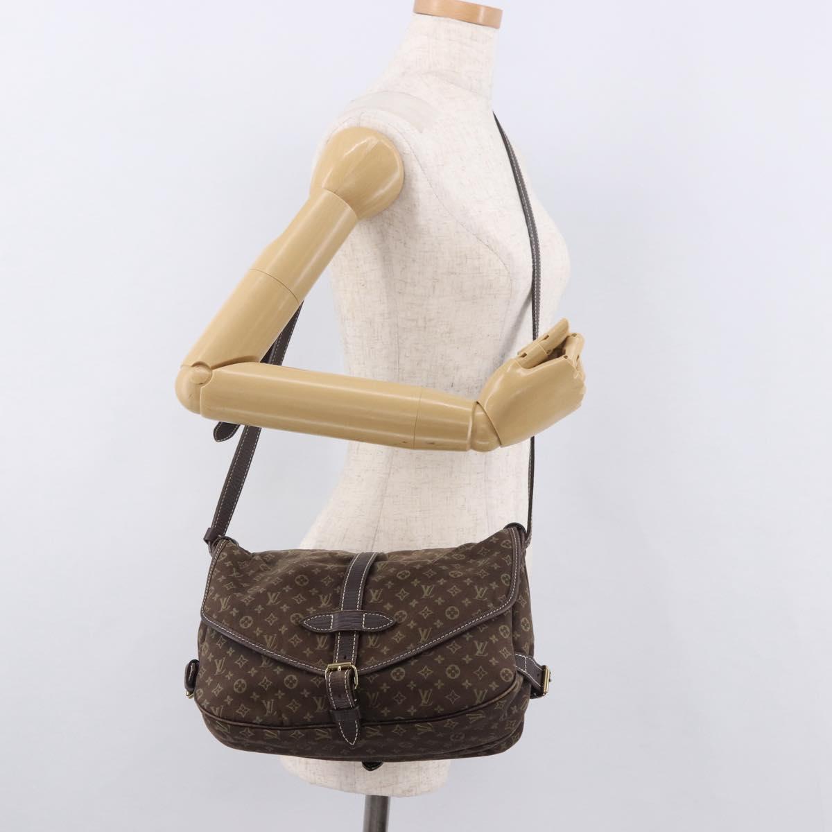LOUIS VUITTON Monogram Mini Lin Saumur PM Bag Brown M95227 LV Auth ep14788A