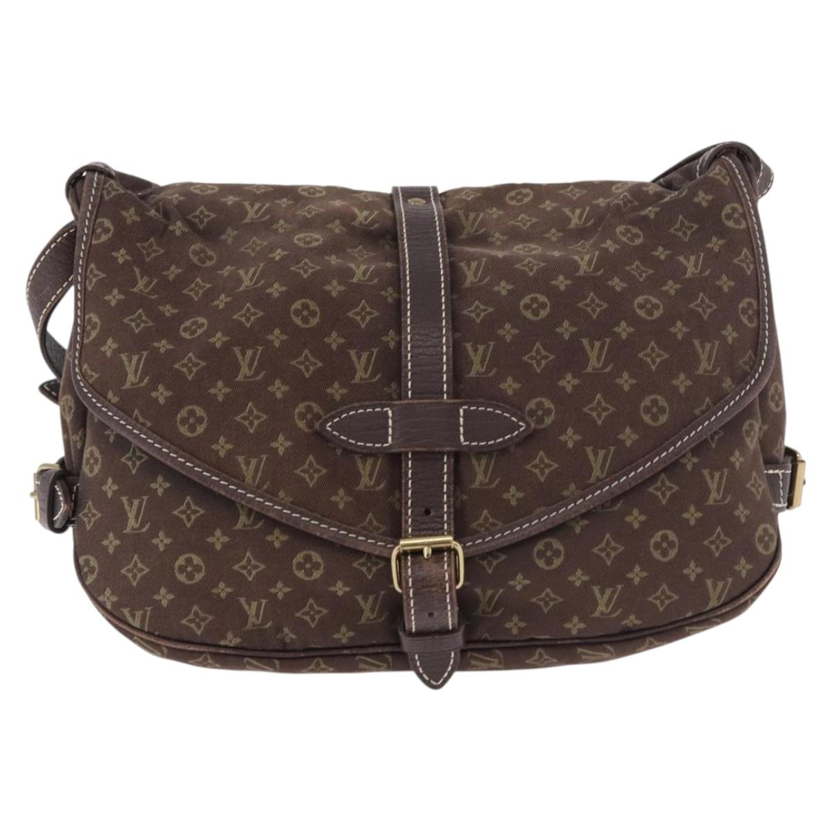 LOUIS VUITTON Monogram Mini Lin Saumur PM Bag Brown M95227 LV Auth ep14788A
