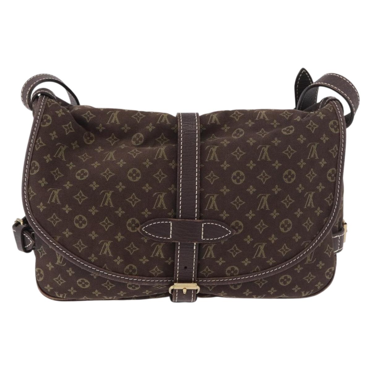 LOUIS VUITTON Monogram Mini Lin Saumur PM Bag Brown M95227 LV Auth ep14788A