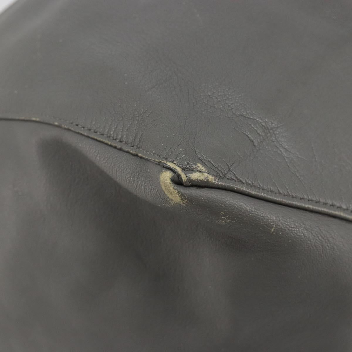 CELINE Horizontal Cabas Tote Bag Leather Gray Gold Auth ep14795