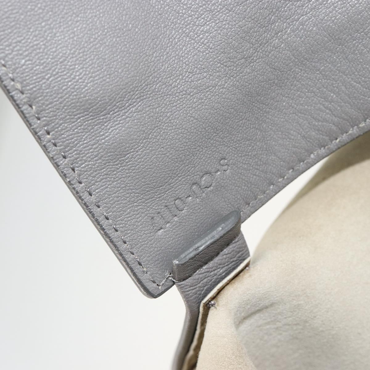 CELINE Horizontal Cabas Tote Bag Leather Gray Gold Auth ep14795