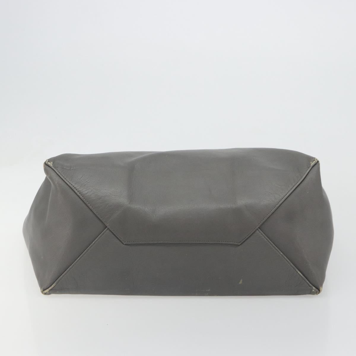 CELINE Horizontal Cabas Tote Bag Leather Gray Gold Auth ep14795