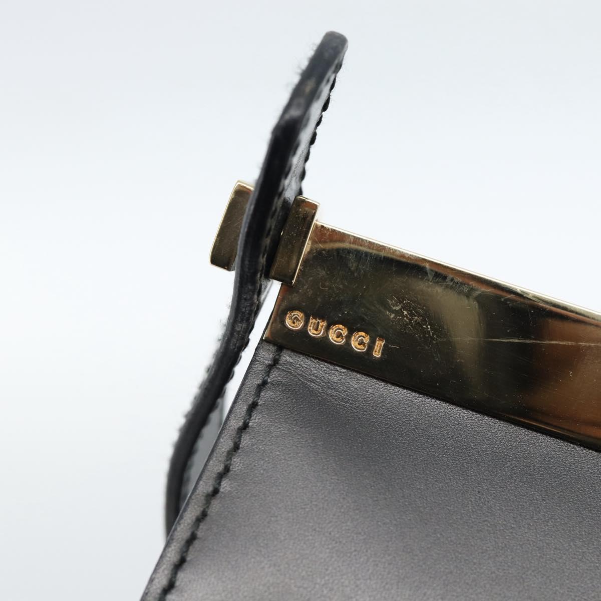 GUCCI Hand Bag Leather Gray Gold 001 2058 1928 0 Auth ep14800A
