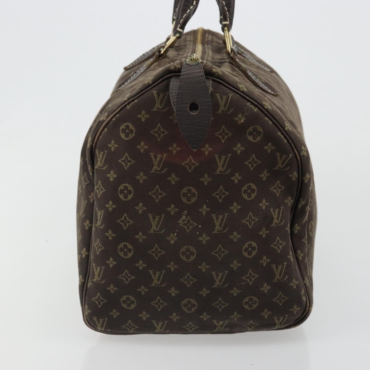 LOUIS VUITTON Monogram Mini Lin Speedy 30 Bag Brown Ebene M95224 LV Auth ep14803