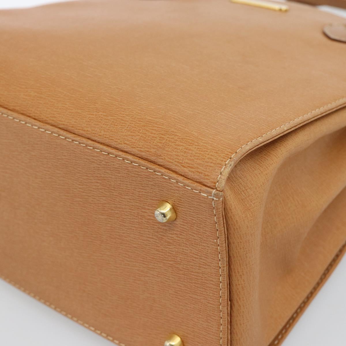 BURBERRY Hand Bag Leather Beige Gold Auth ep14806