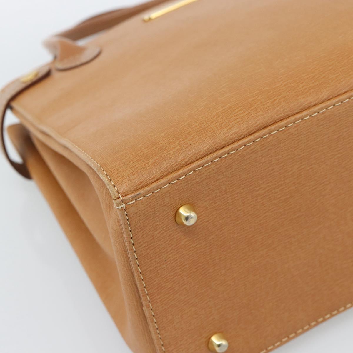 BURBERRY Hand Bag Leather Beige Gold Auth ep14806
