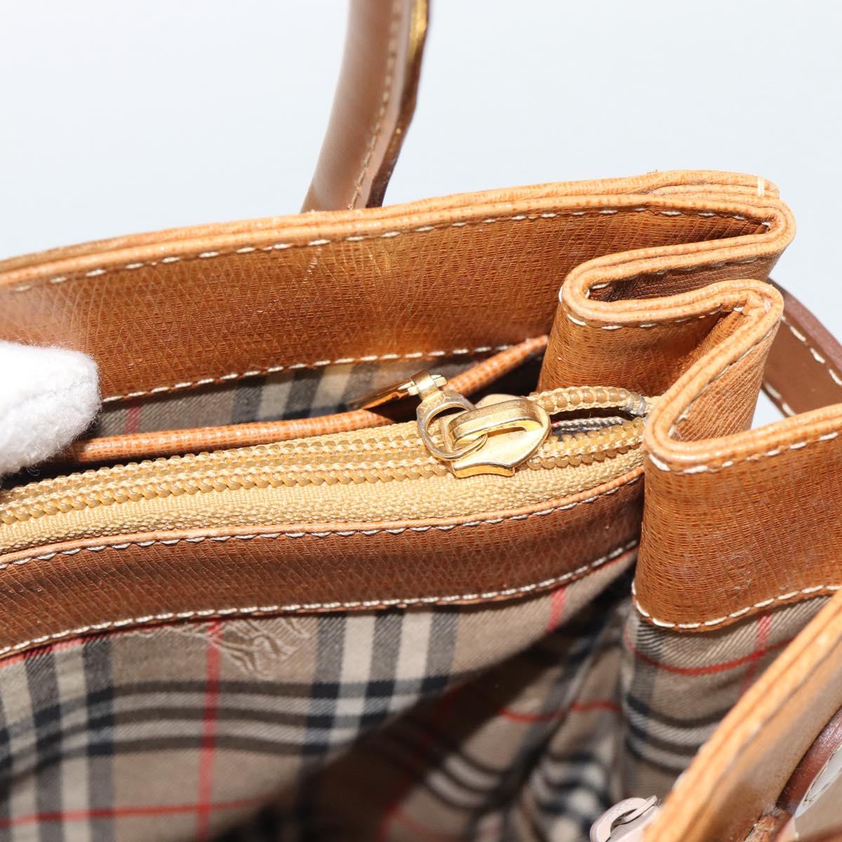 BURBERRY Hand Bag Leather Beige Gold Auth ep14806
