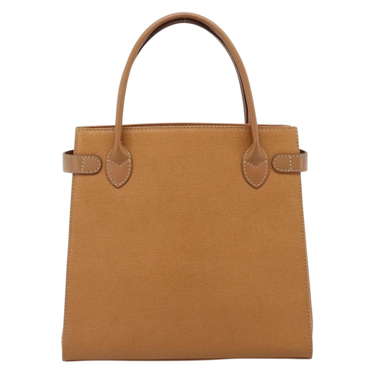 BURBERRY Hand Bag Leather Beige Gold Auth ep14806
