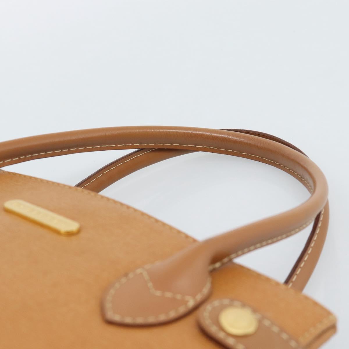 BURBERRY Hand Bag Leather Beige Gold Auth ep14806