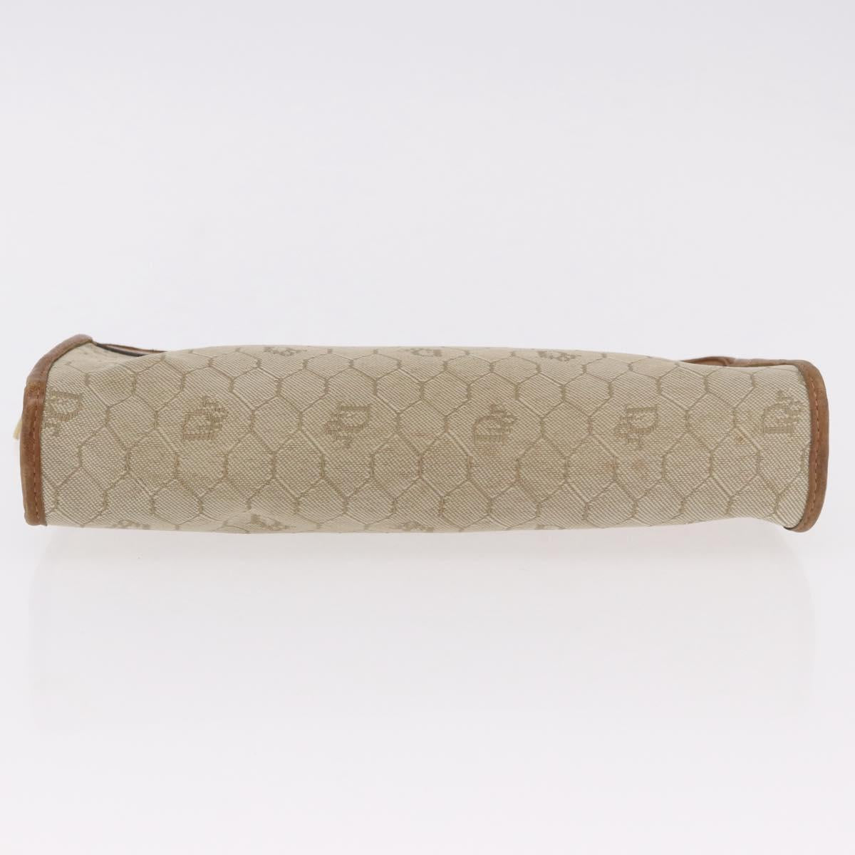 Christian Dior Honeycomb Canvas Clutch Bag PVC Beige Auth ep14816