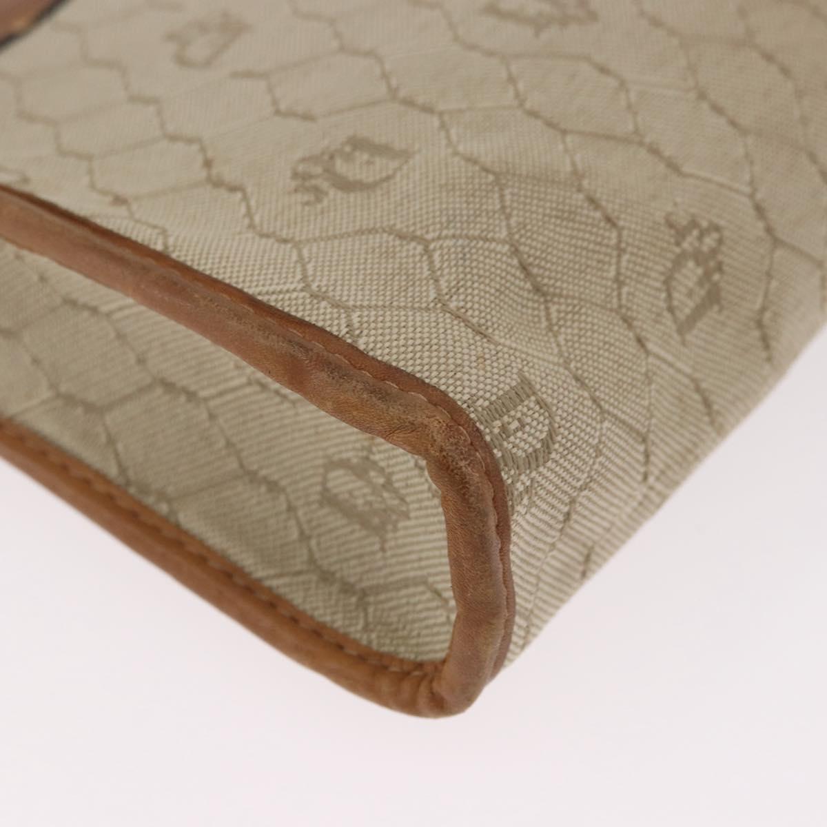 Christian Dior Honeycomb Canvas Clutch Bag PVC Beige Auth ep14816
