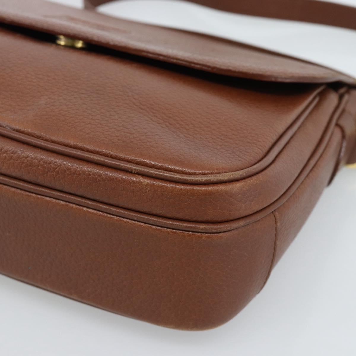 Burberrys Shoulder Bag Leather Brown Gold Auth ep14819