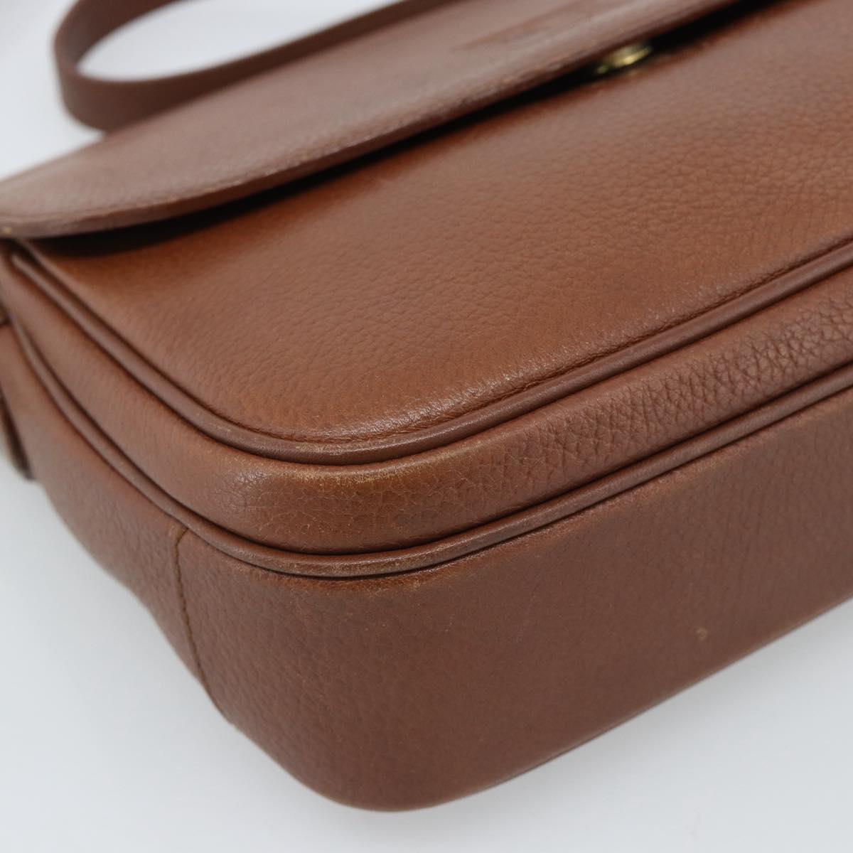 Burberrys Shoulder Bag Leather Brown Gold Auth ep14819