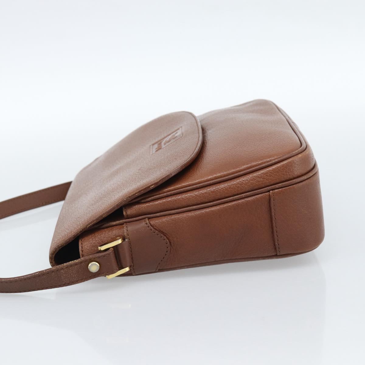 Burberrys Shoulder Bag Leather Brown Gold Auth ep14819