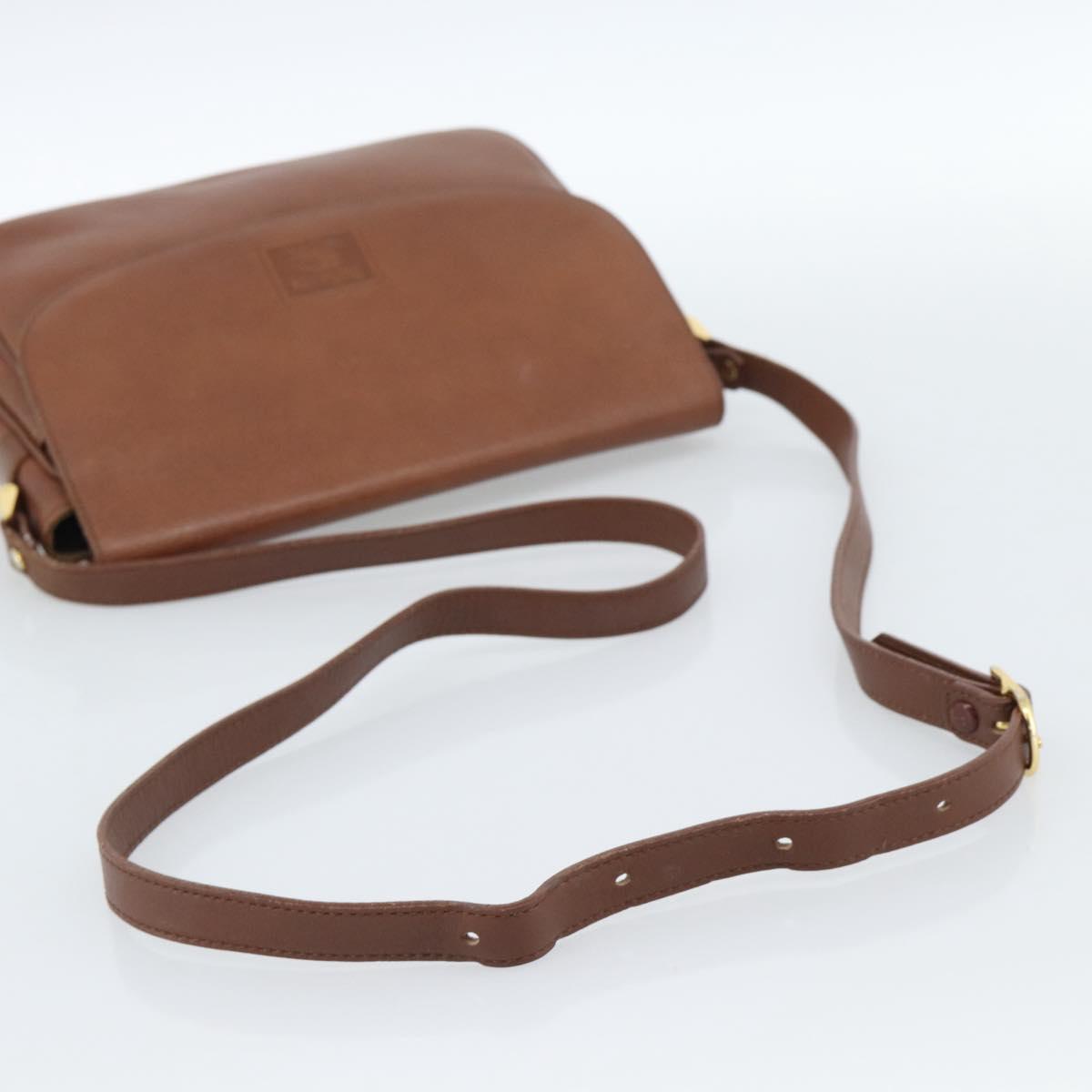 Burberrys Shoulder Bag Leather Brown Gold Auth ep14819