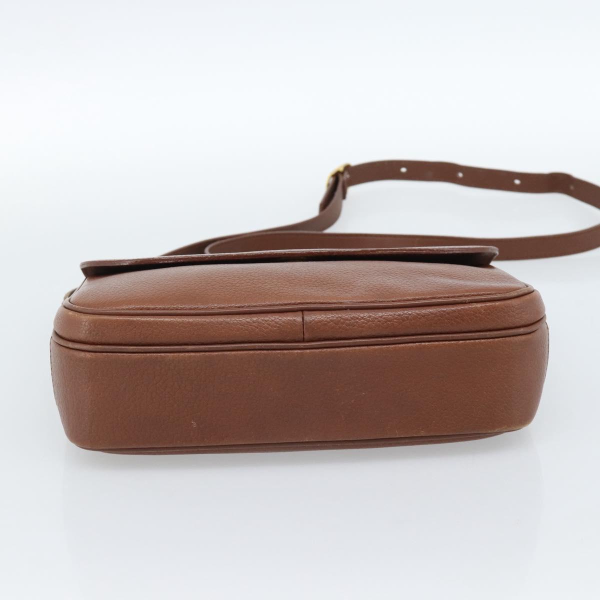 Burberrys Shoulder Bag Leather Brown Gold Auth ep14819