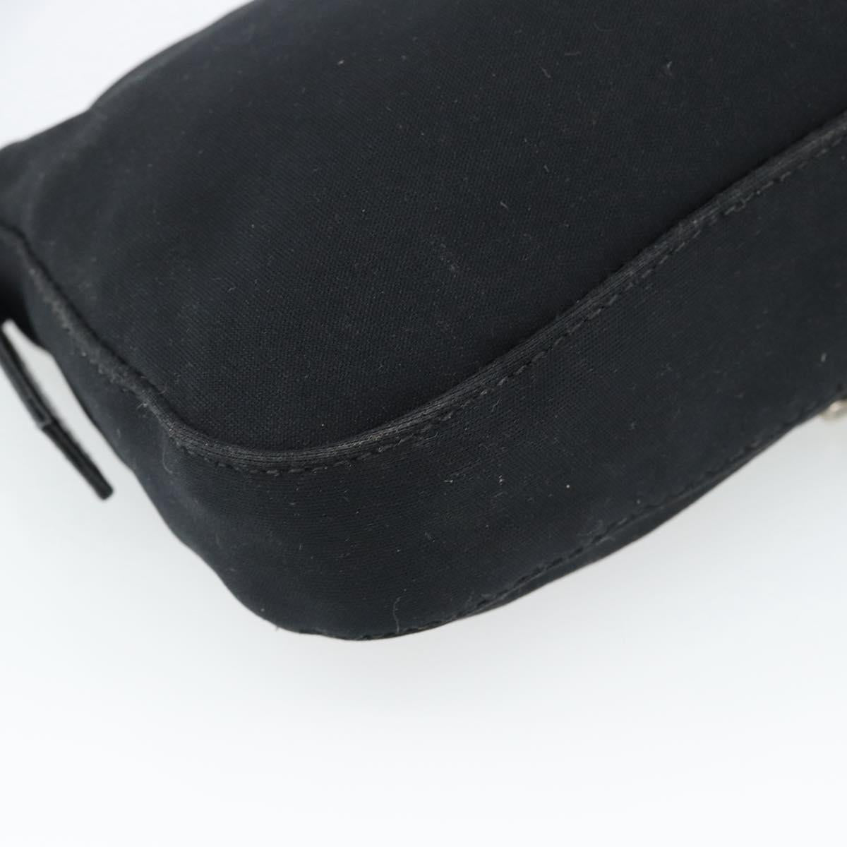 FENDI Mamma Baguette Shoulder Bag Cotton jersey Black Silver Auth ep14820