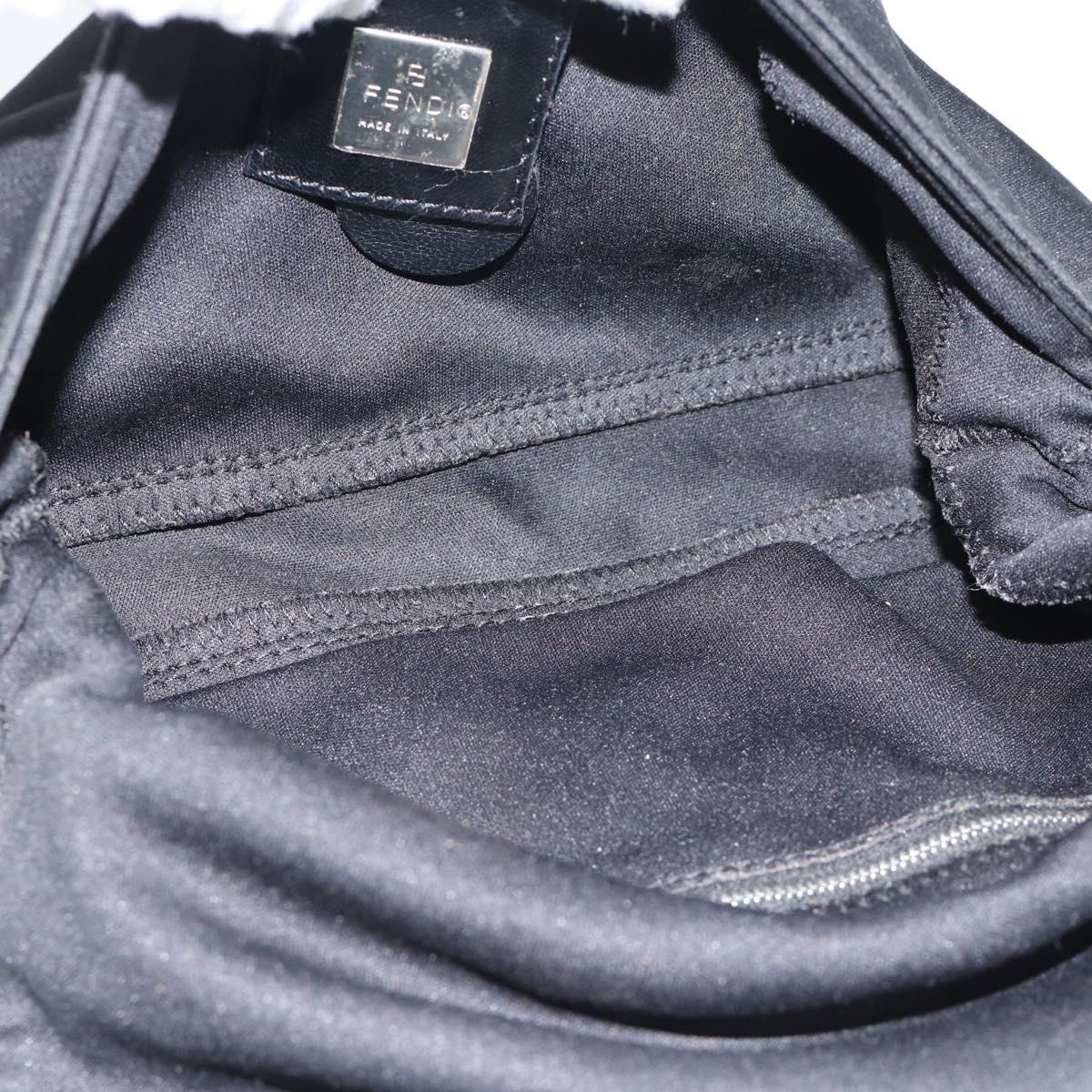 FENDI Mamma Baguette Shoulder Bag Cotton jersey Black Silver Auth ep14820