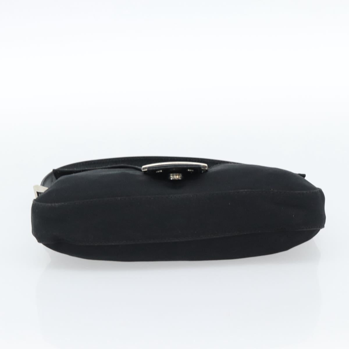 FENDI Mamma Baguette Shoulder Bag Cotton jersey Black Silver Auth ep14820