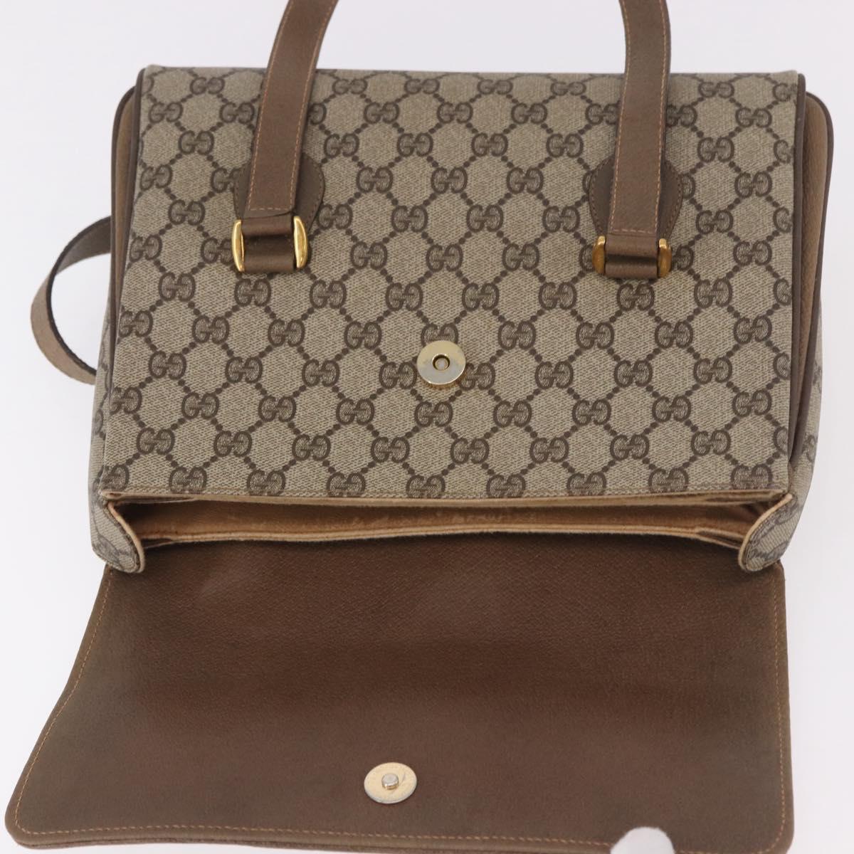 GUCCI GG Supreme Hand Bag PVC Beige Gold 116 02 080 Auth ep14821
