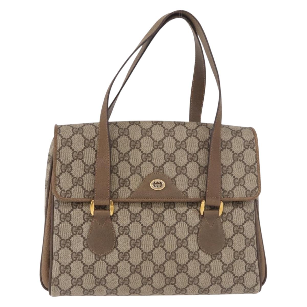 GUCCI GG Supreme Hand Bag PVC Beige Gold 116 02 080 Auth ep14821