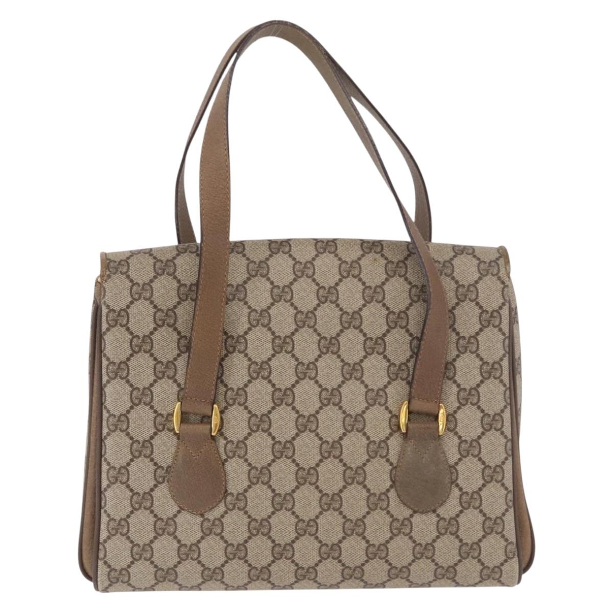 GUCCI GG Supreme Hand Bag PVC Beige Gold 116 02 080 Auth ep14821
