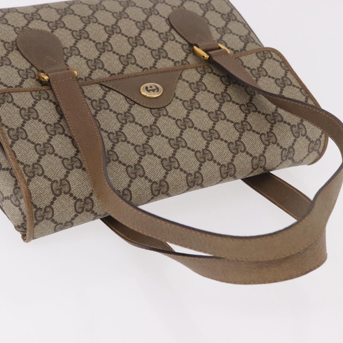 GUCCI GG Supreme Hand Bag PVC Beige Gold 116 02 080 Auth ep14821