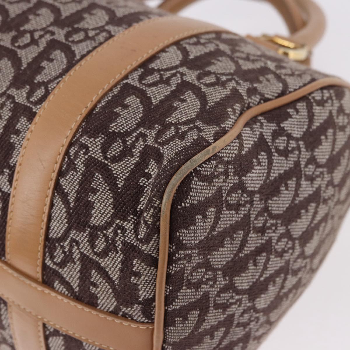 Christian Dior Trotter Canvas Boston Bag Brown Gold Auth ep14825