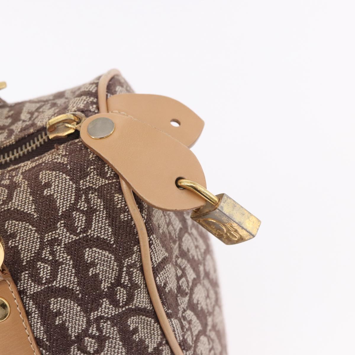 Christian Dior Trotter Canvas Boston Bag Brown Gold Auth ep14825