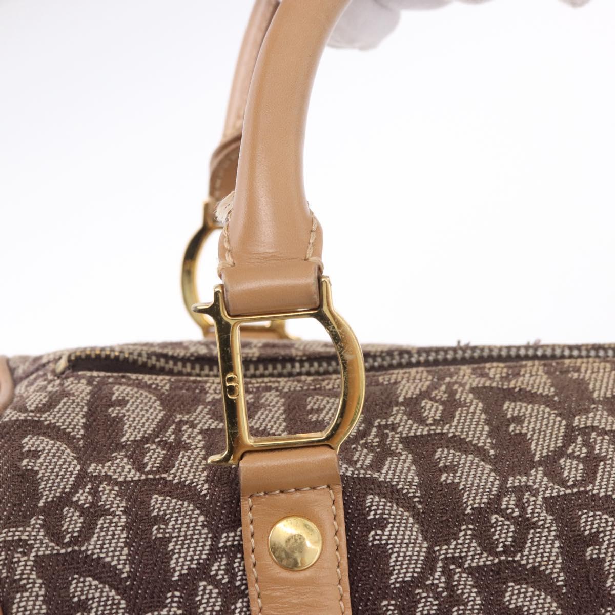 Christian Dior Trotter Canvas Boston Bag Brown Gold Auth ep14825