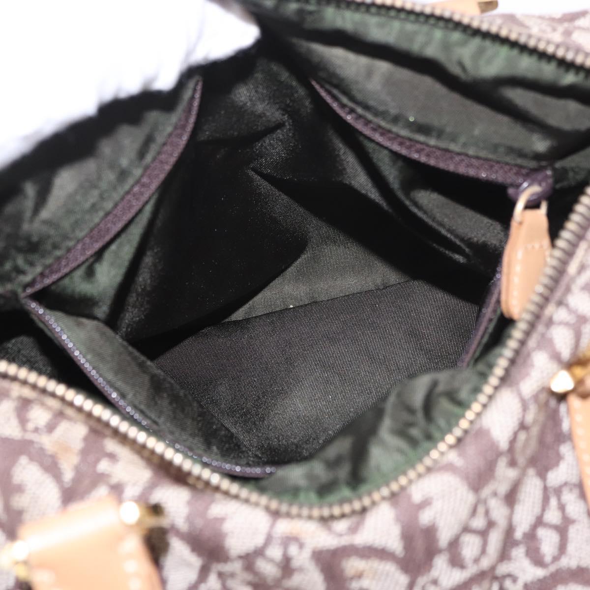 Christian Dior Trotter Canvas Boston Bag Brown Gold Auth ep14825