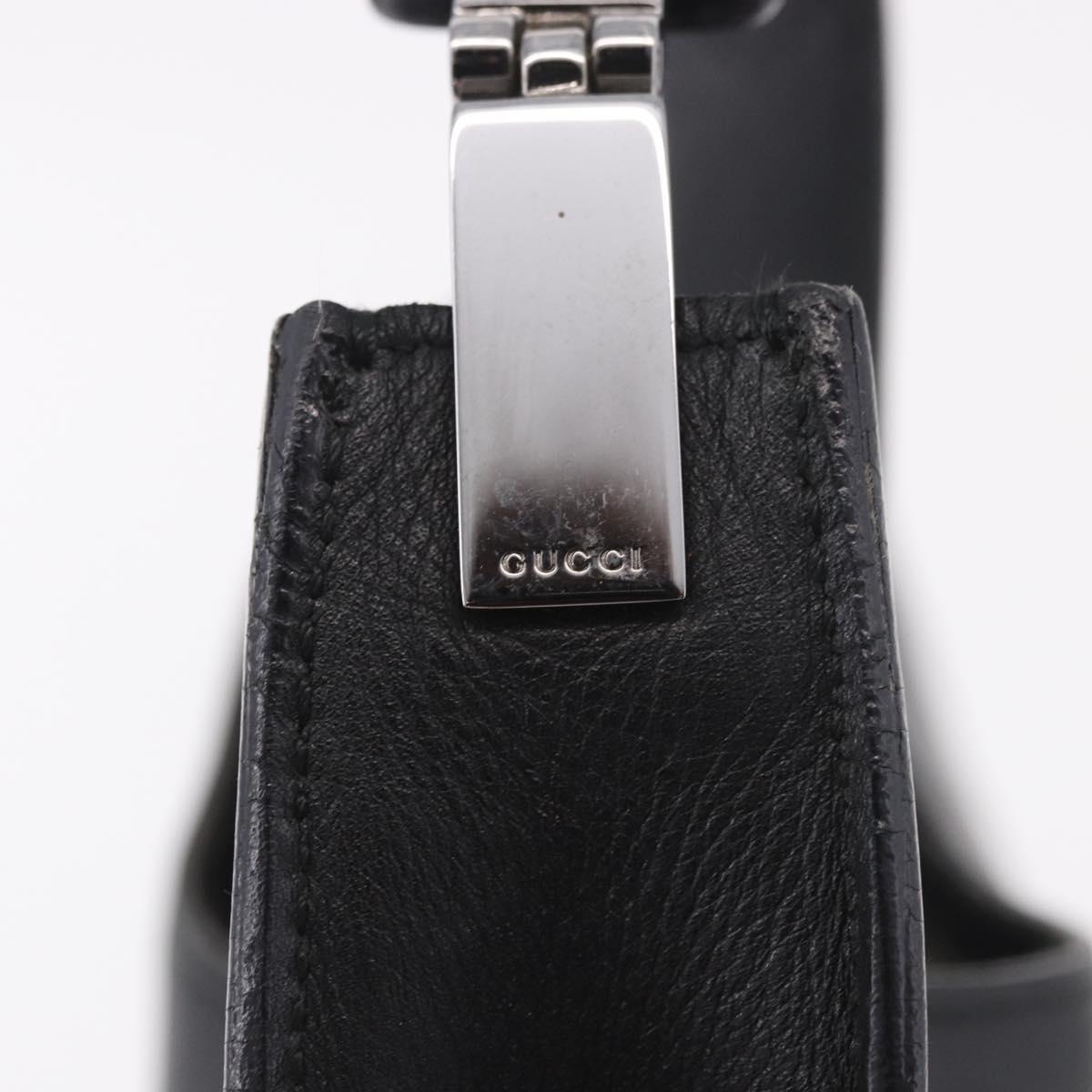 GUCCI Shoulder Bag Leather Black Silver 001 3767 Auth ep14829