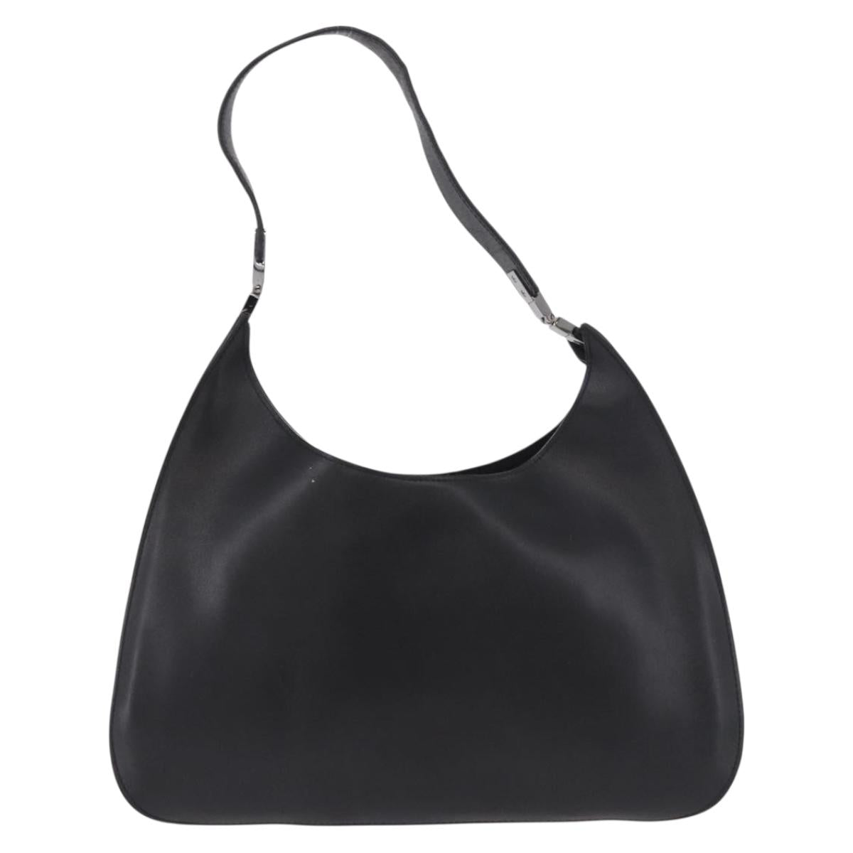 GUCCI Shoulder Bag Leather Black Silver 001 3767 Auth ep14829
