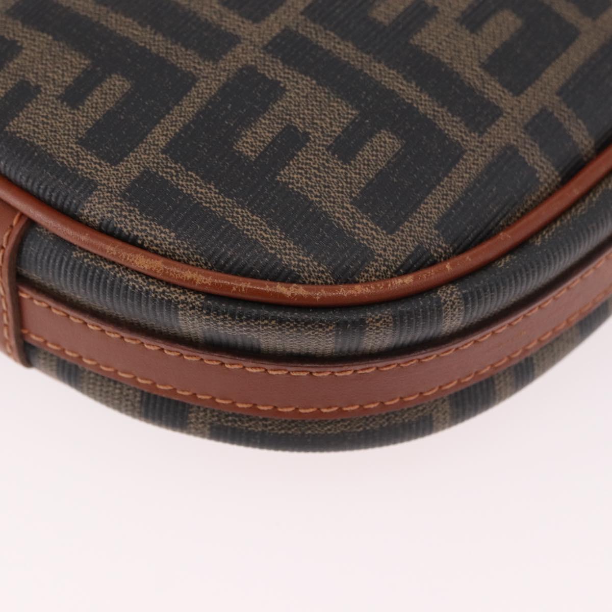 FENDI Zucca Canvas Shoulder Bag Black Brown gold Auth ep14830