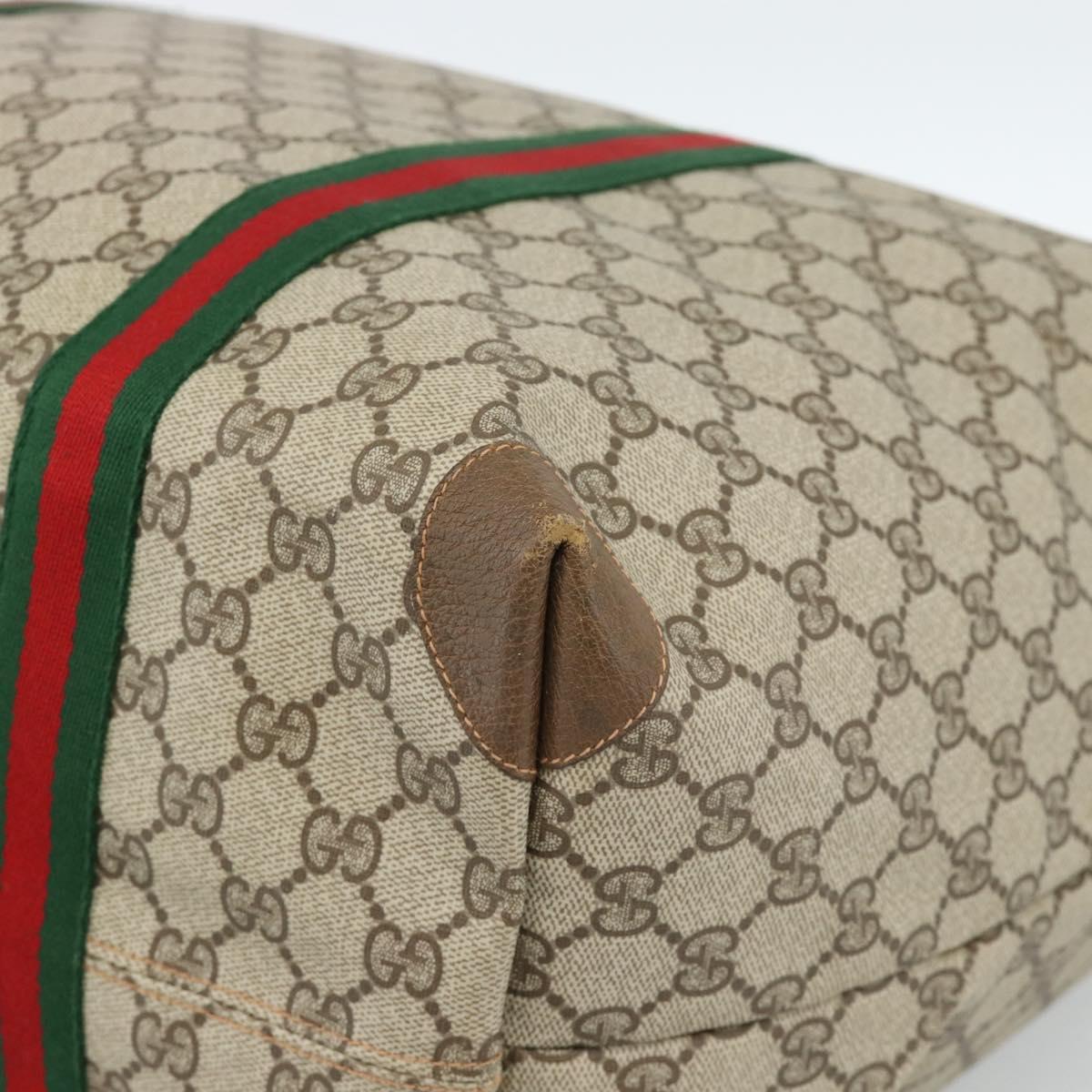 GUCCI GG Supreme Web Sherry Line Boston Bag PVC Beige Red 89 19 012 Auth ep14831