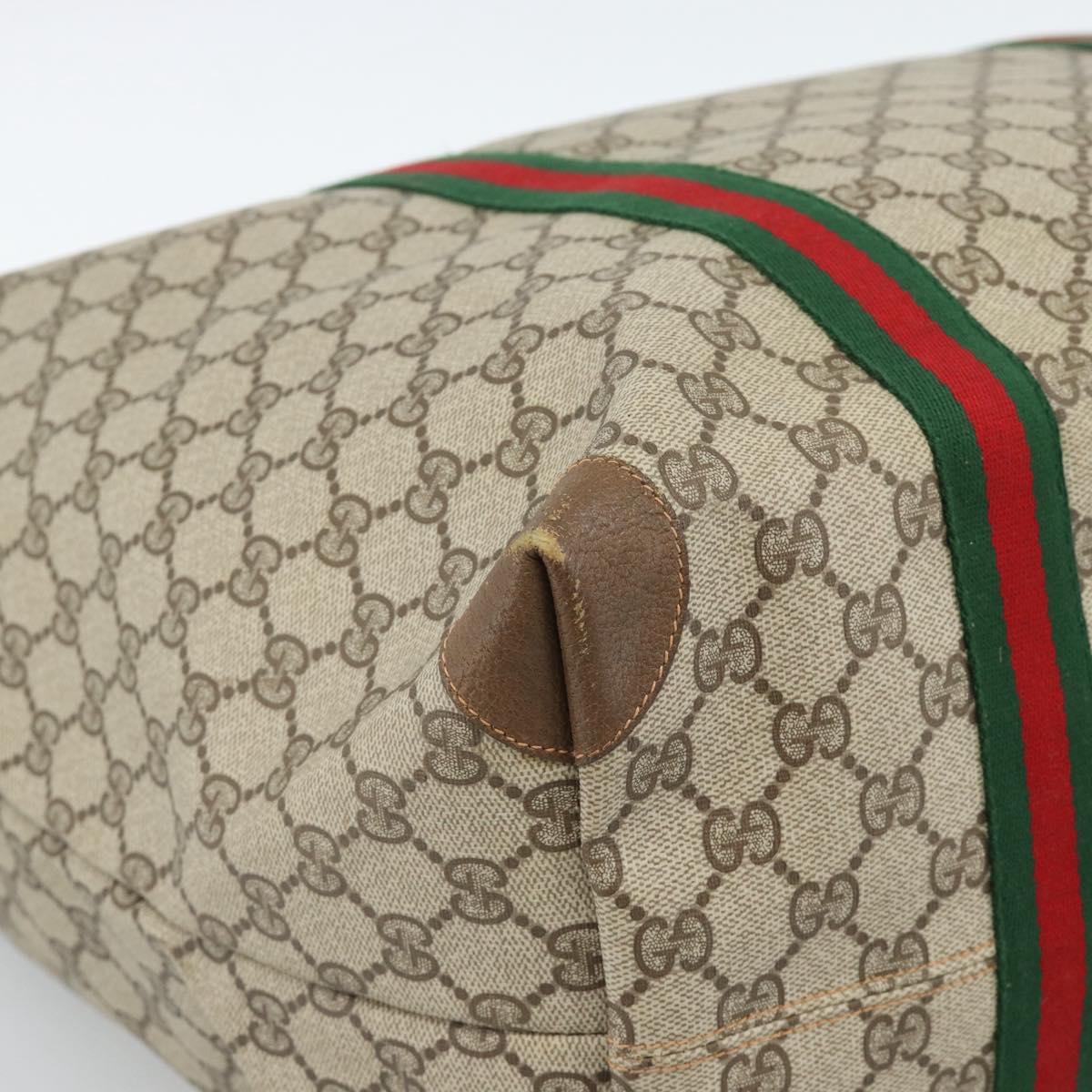 GUCCI GG Supreme Web Sherry Line Boston Bag PVC Beige Red 89 19 012 Auth ep14831