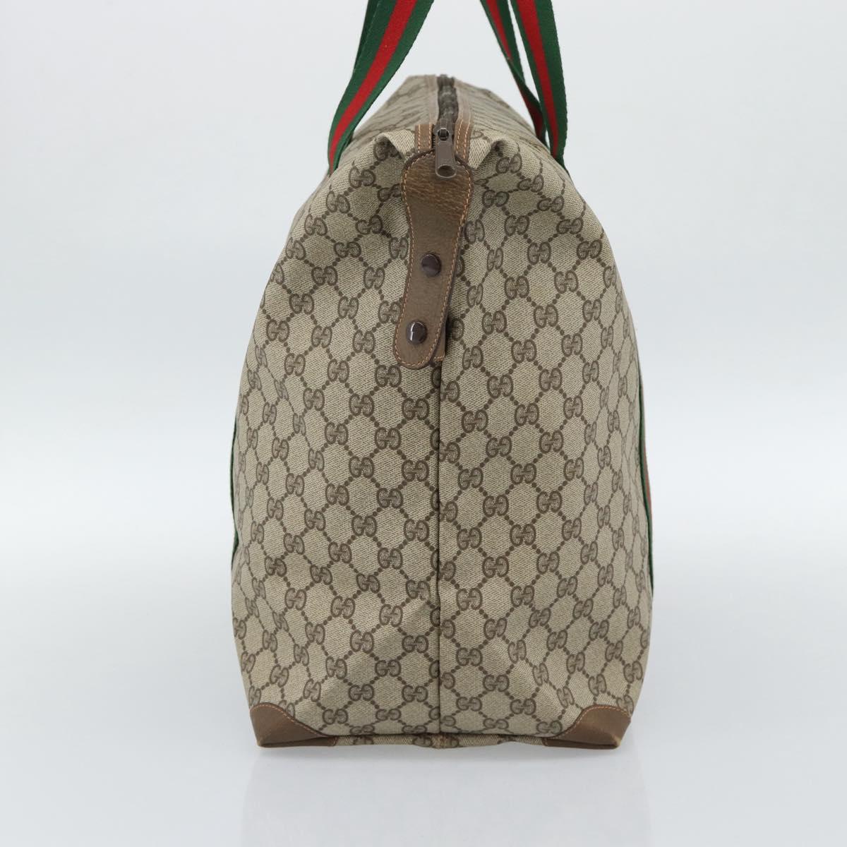 GUCCI GG Supreme Web Sherry Line Boston Bag PVC Beige Red 89 19 012 Auth ep14831