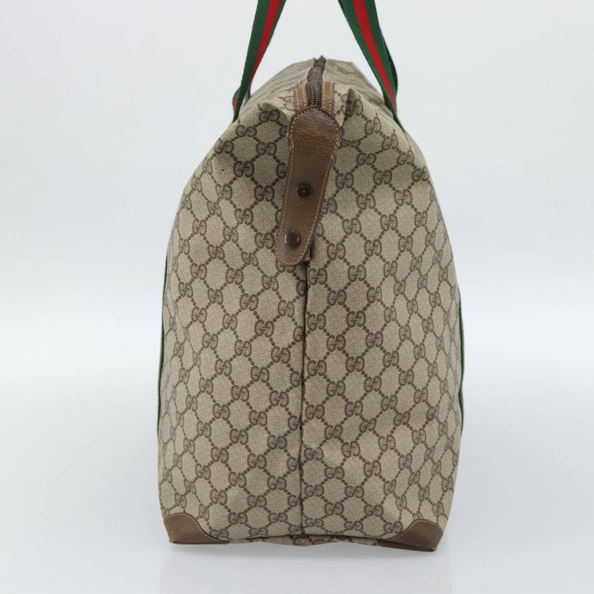 GUCCI GG Supreme Web Sherry Line Boston Bag PVC Beige Red 89 19 012 Auth ep14831