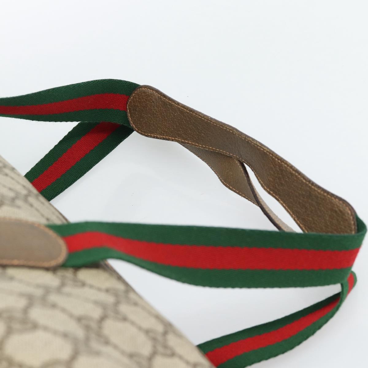 GUCCI GG Supreme Web Sherry Line Boston Bag PVC Beige Red 89 19 012 Auth ep14831