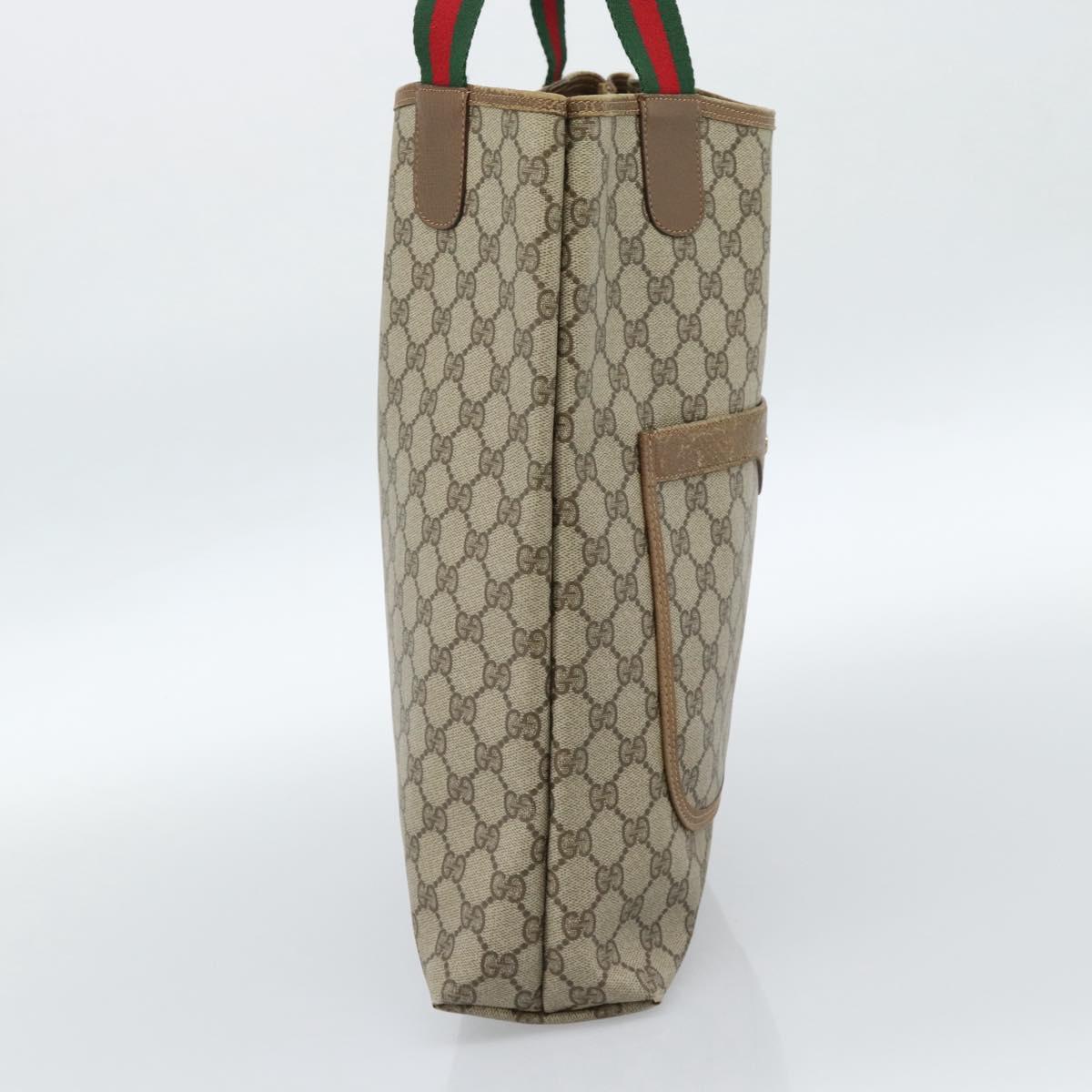 GUCCI GG Supreme Web Sherry Line Tote Bag PVC Beige Red 39 02 003 Auth ep14832