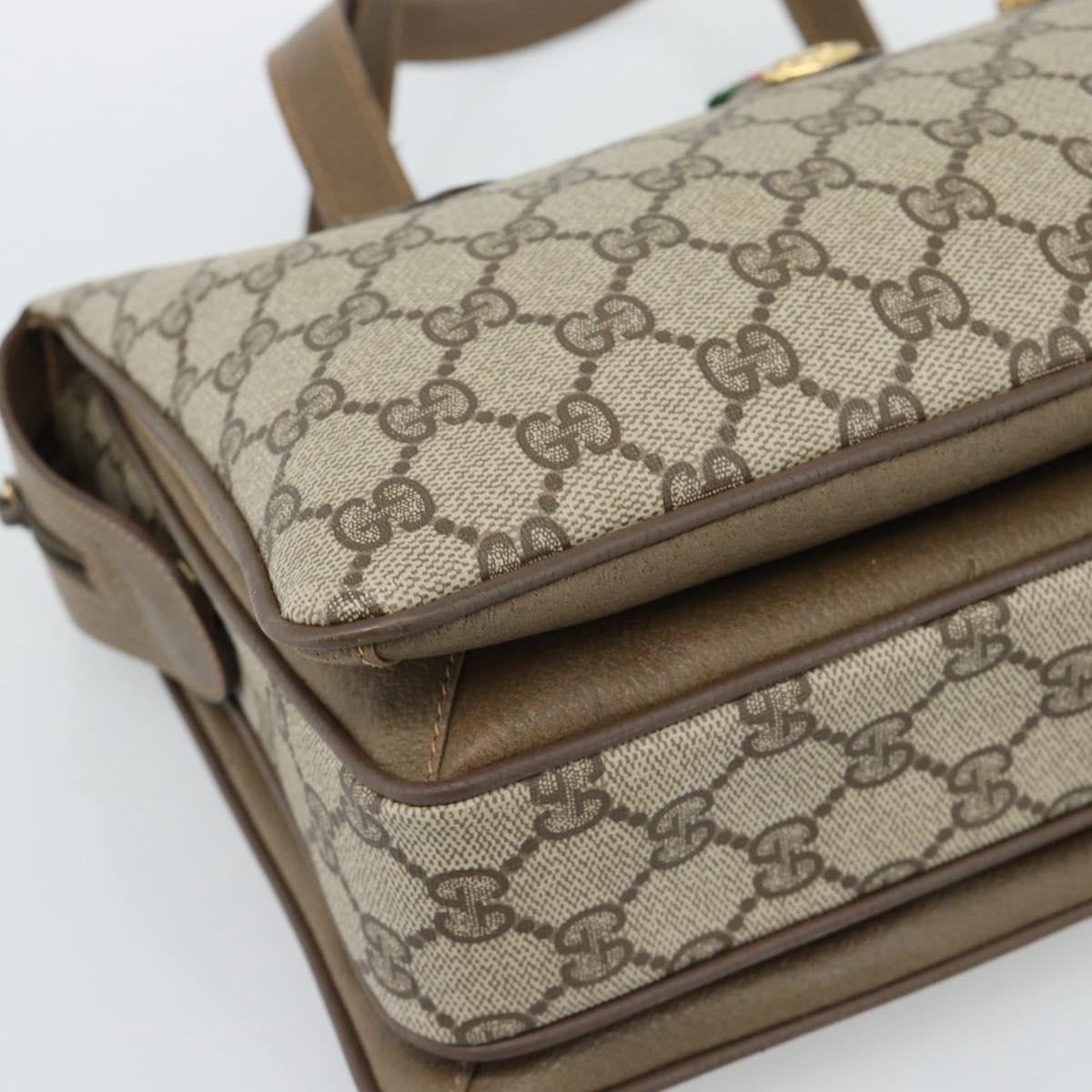 GUCCI GG Supreme Web Sherry Line Hand Bag PVC Beige Gold 41 02 079 Auth ep14834