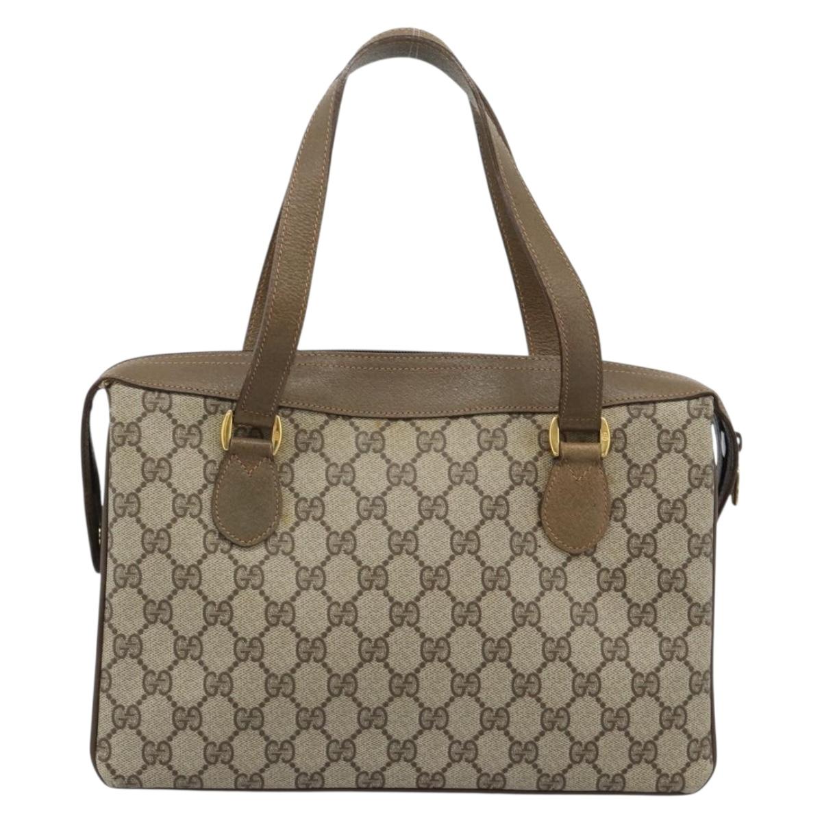 GUCCI GG Supreme Web Sherry Line Hand Bag PVC Beige Gold 41 02 079 Auth ep14834
