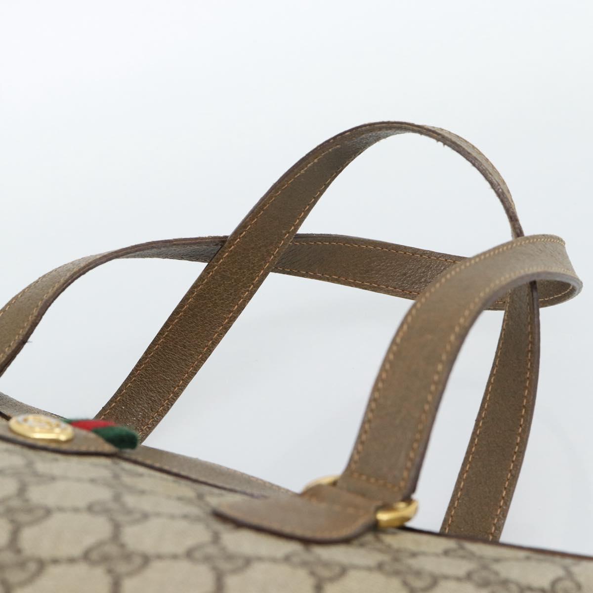 GUCCI GG Supreme Web Sherry Line Hand Bag PVC Beige Gold 41 02 079 Auth ep14834