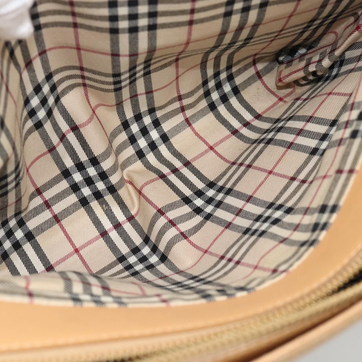 BURBERRY Tote Bag Leather Beige Gold Auth ep14835